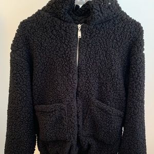 Black fuzzy coat